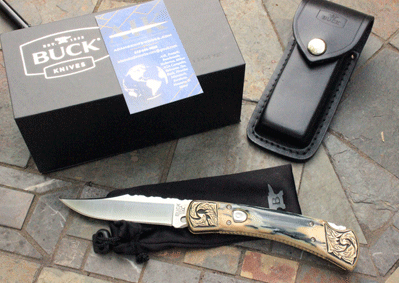 Hand Engraved & File Worked Buck/AIK 110 Auto w/Mammoth