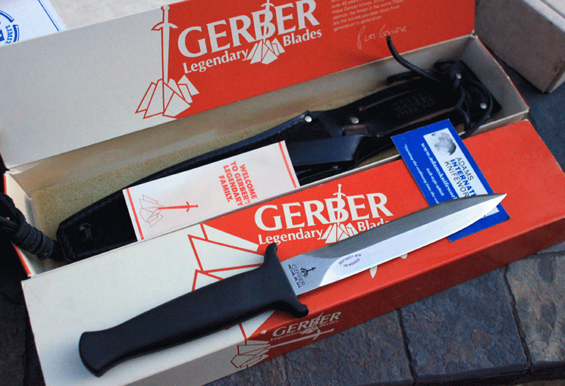 Early 1984 Gerber Guardian II Survival Knife w/Leather Sheath, Adams