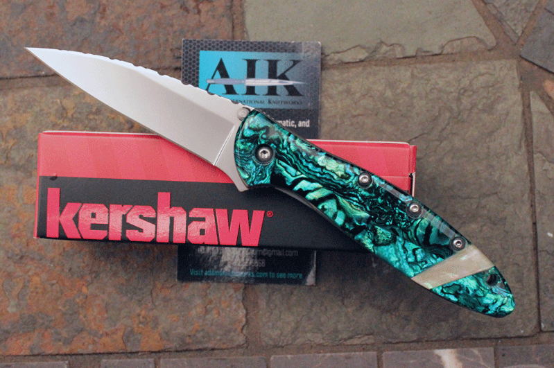 Kershaw /AIK Custom Leek Assist w/ Green Abalone & Awabi, Adams