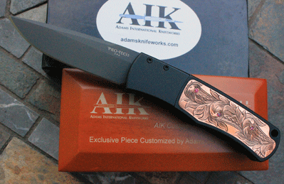 AIK/Protech MAGIC Bolster Release w/Hand Engraving & Stone Inlay