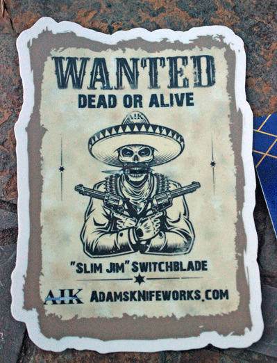 Exclusive AIK Adams Intl Knifeworks Slim Jim Switchblade Sticker