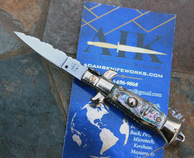 Italian/AIK 4\" Mini Classic Auto w/ Mosaic Abalone & File Work