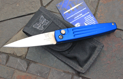 Rare Early Production Benchmade BLUE ANODIZED Auto Spike w/ Clip