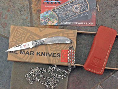 Al Mar Osprey Mini Lockback w/Engraved Bolsters & Genuine Pearl