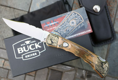 Hand Engraved & File Worked AIK/BUCK 110 Auto w/Mammoth