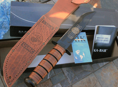 2013 KABAR Special Etched 115th Anniv USMC Marine Combat Knife