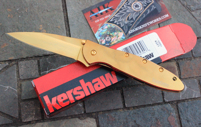 CUSTOM Kershaw/AIK Ltd GOLD Anodized  LEEK
