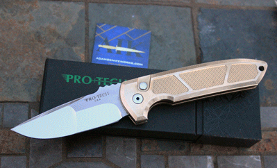 Protech Textured Alum/Bronze Rockeye w/Mike Irie Mirror Blade