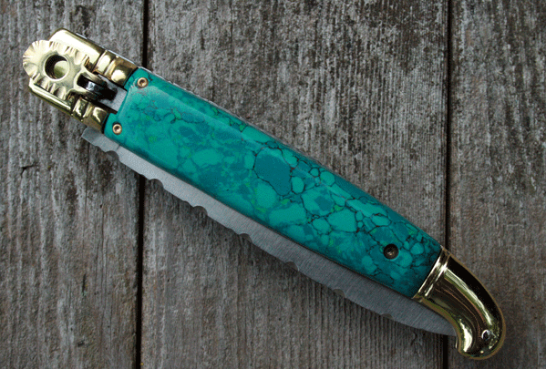 Custom Italian Lever w/ Chrysocolla Stone & File Work