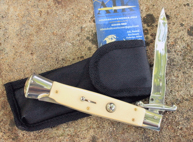 AKC 10" Italian ROMA Swing Guard w/ Ivory Perlex & Kris Blade