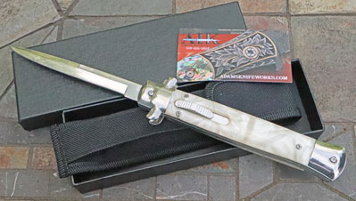 11" Italian Style Wide Frame Stiletto OTF Front Opener w/ Perlex