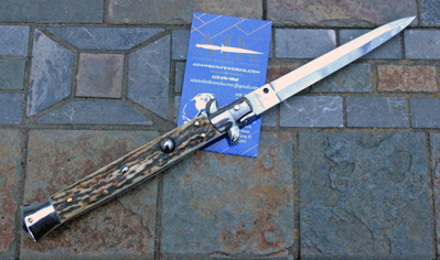 11" Italian Switchblade w/Stag & Dagger Blade