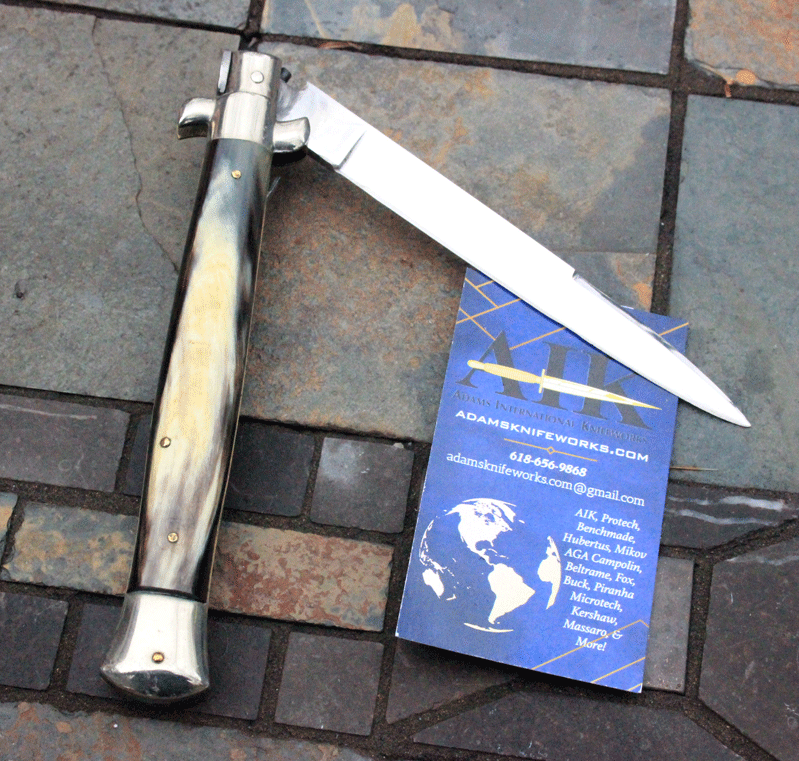 Early Italian VIRGINIA marked Transitional Switchblade w/ Horn, AIK