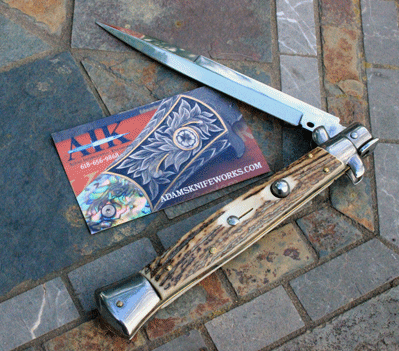 11" Frank B Italian Classic Switchblade w/ Stag & Bayonet