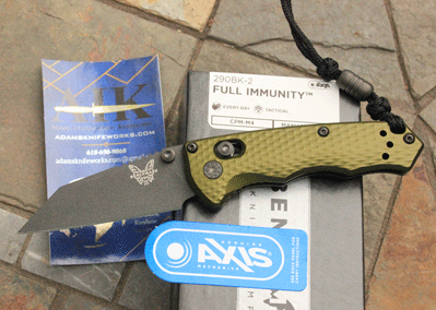 Benchmade Green FULL IMMUNITY Model 290BK-2 Axis Lock w/CPM-M4