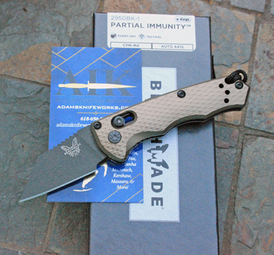 Benchmade 2950BK-1 FDE PARTIAL IMMUNITY Auto Axis w/CPM-M4