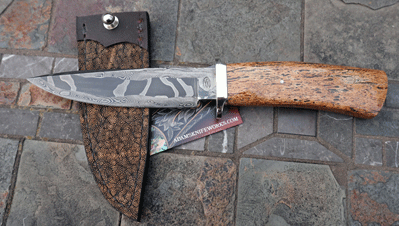 Bill Miller Damascus Fighter w/Steller's Sea Cow Bone