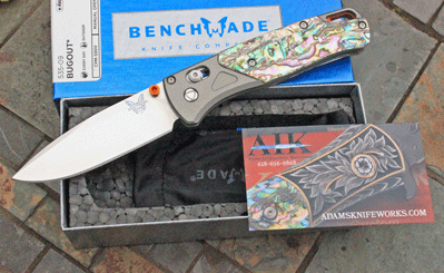 Custom Benchmade BUGOUT Axis Lock w/Mosaic Abalone & S90V