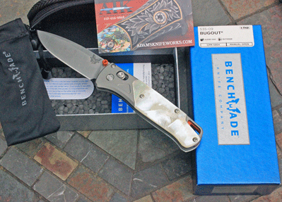 Custom Benchmade BUGOUT Axis Lock w/Mother of Pearl & S90V