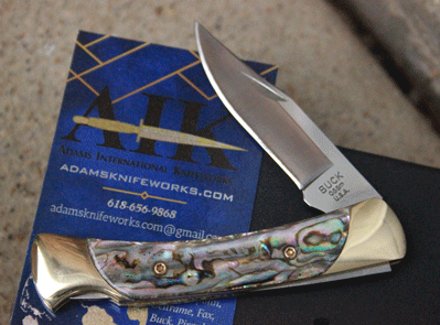 CUSTOM Buck/AIK Model 55 Lockback with Abalone Inlays