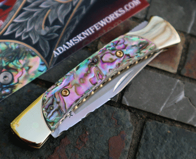 CUSTOM AIK/BUCK Model 55 Lockback w/ Abalone & File Work