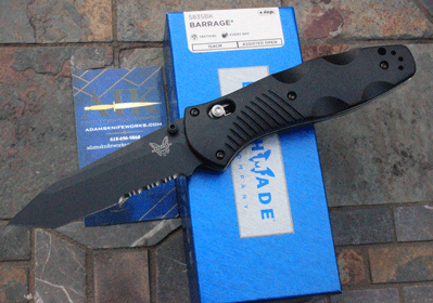 Benchmade 583SBK Black Serrated Tanto BARRAGE Assisted Axis Lock