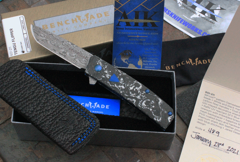 GOLD CLASS Benchmade Model 601211 TENGU Flipper w/Damasteel, Adams