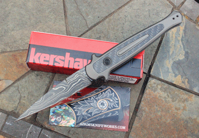 Kershaw Diskin DAMASCUS LAUNCH 8 Auto 7150DAM w/Carbon Fiber