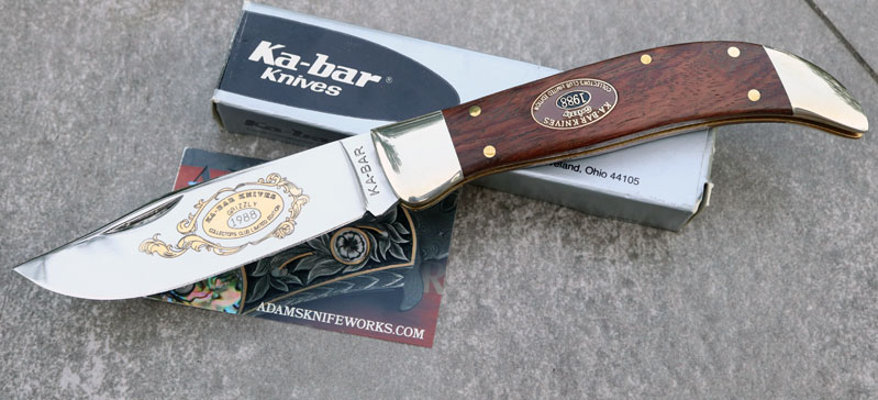 1988 KABAR GRIZZLY Slip Joint Folding Hunter w/Rosewood