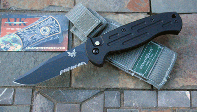 Early Benchmade Black Serr AFO Model 9050 w/Sheath