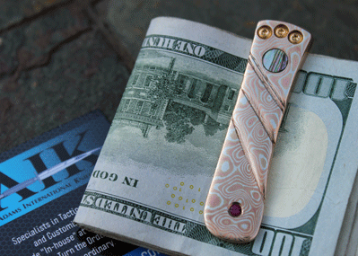 Handmade Money Clip w/ Mokume, Abalone Inlay & Ruby