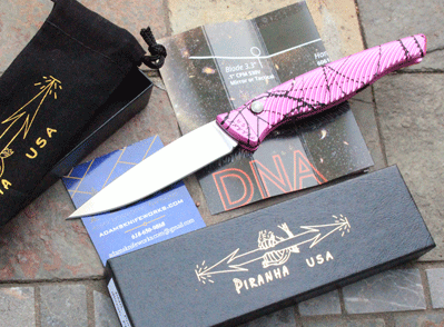 Piranha Ultra Slim DNA Auto w/ Pink Vein Handles & S30V Blade