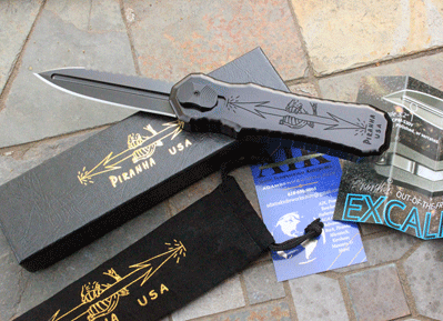 Piranha EXCALIBUR FULL SERRATED Black Tactical Front Opener