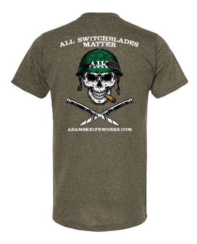 EXCLUSIVE AIK Adams Knifeworks Lt Dan Premium Tee Shirt in Green