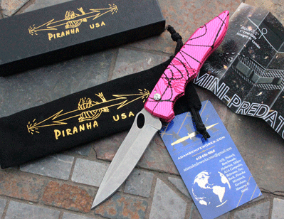 AIK Exclusive Piranha Pink Vein MINI PREDATOR Auto w/S30V