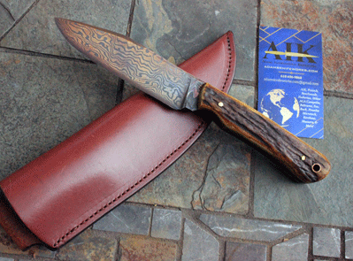 Sam Stoner Amish Made Elk Hunter w/ Coppered DAMASCUS