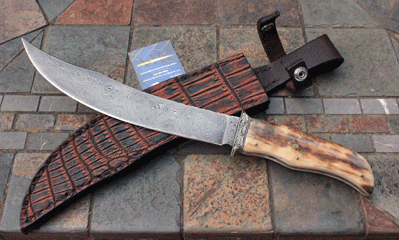 Handmade DAMASCUS Persian Bowie w/ Fossil Walrus & More by Adams