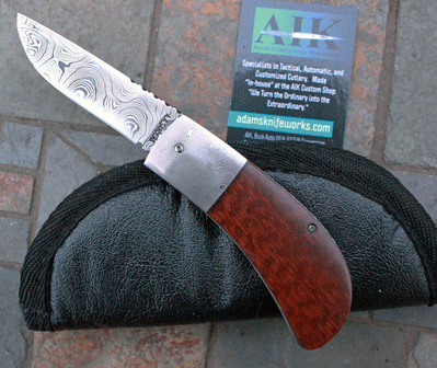 AA Sanders Handmade DAMASCUS Scale Release Auto w/ Snakewood