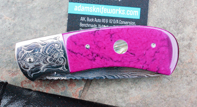 AA Sanders Handmade Scale Release w/ Sugilite Stone & DAMASCUS
