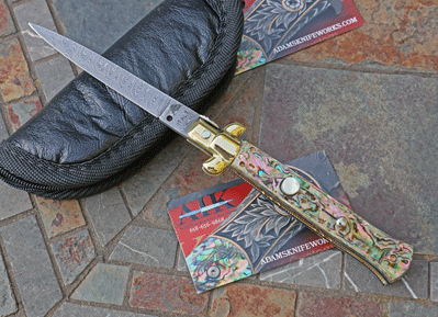 Custom DAMASCUS AB/AIK Italian w/Abalone, File Work & More!