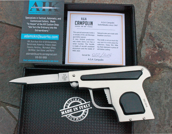 Campolin Limited Italia Pistola Knife Pistol Switchblade w/Horn