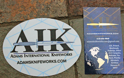 Exclusive AIK Adams Intl Knifeworks Sticker w/ Blue Graphics
