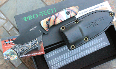 CUSTOM AIK/Protech SBR Fixed Blade Rockeye w/Crosscut Mammoth