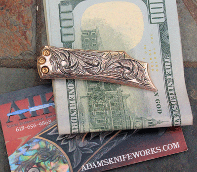 Custom Hand Engraved Money Clip w/ Mokume by Andrew Adams