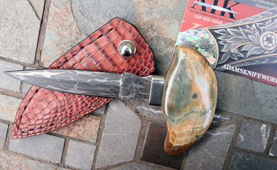 Andrew Adams Handmade Damascus Push Dagger/Skinner w/ Mammoth