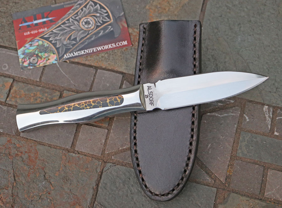 ALSDORF SS Interceptor DE STAINLESS Dagger w/Black Turquoise
