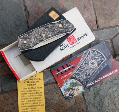HAND ENGRAVED Early Al Mar Belt Buckle Knife Model 7002