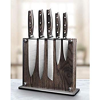 Kitchen Knife Set, 6 Pieces German Stainless Steel Small Kitchen Knives Set  with Wooden Block, Cutlery Block Set