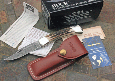 Buck Limited Model 110 Folding Hunter with Damascus & Stag