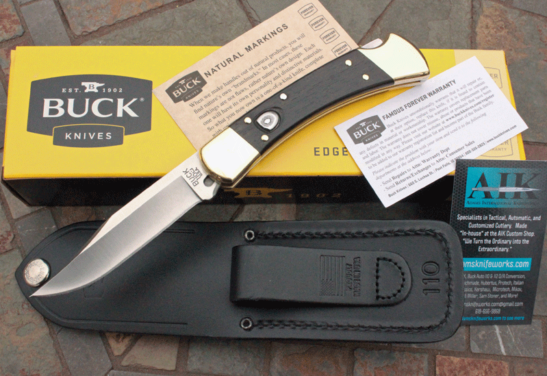 Buck FACTORY Folding Hunter 110 AUTOMATIC w/ Ebony Wood & Brass